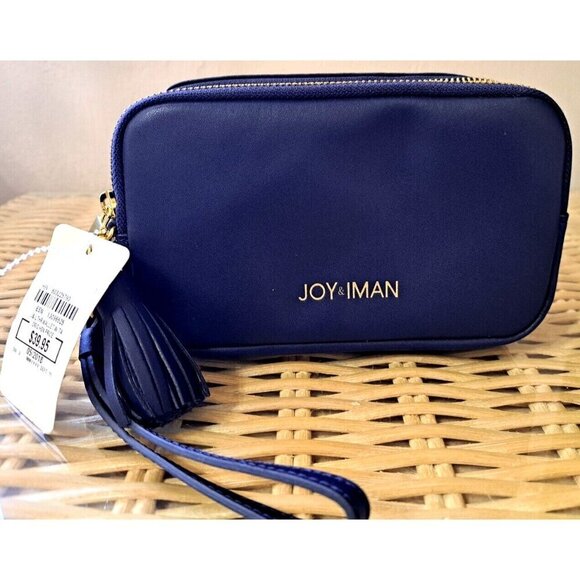 Joy + Iman Blue Leather Wallet Wrist Strap New with Tags - Picture 1 of 13